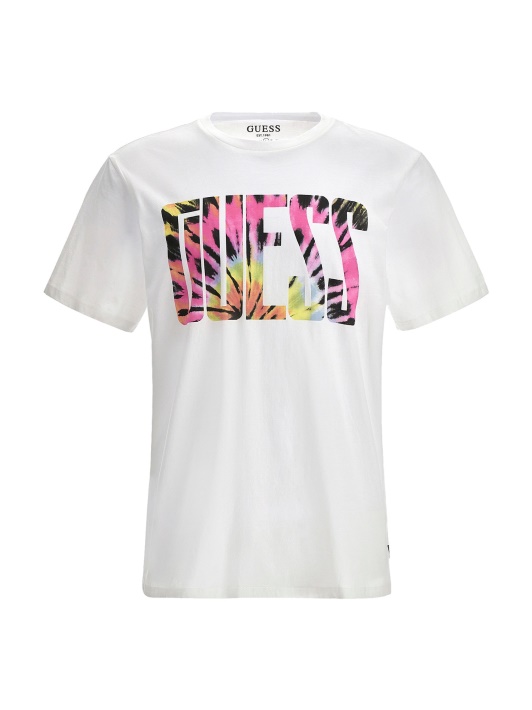 Tie-dye Logotipas Marškinėliai Atspėti Balta