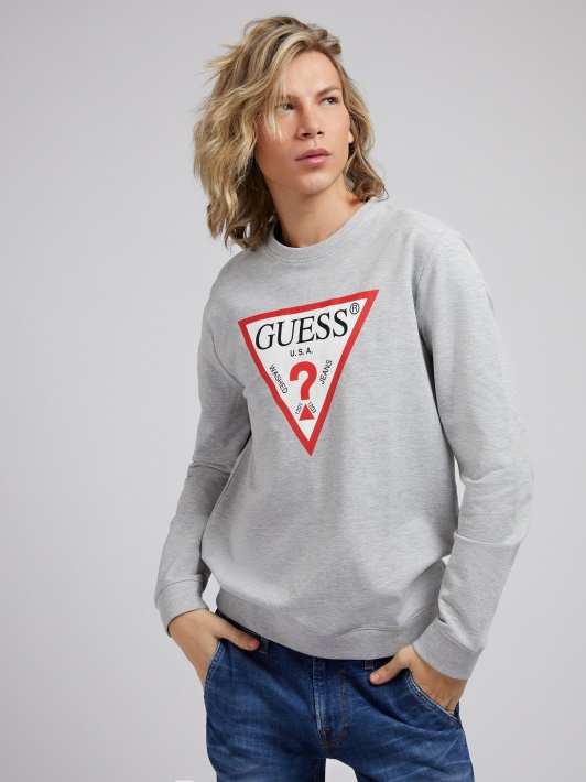 Pilkas Kelių Trikampio Logotipo Megztinis Spėjimas