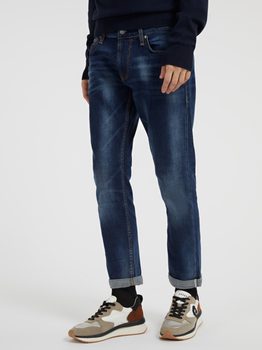 Slim Fit Džinsinio Mėlynumo Kelnaitės Spėjimas
