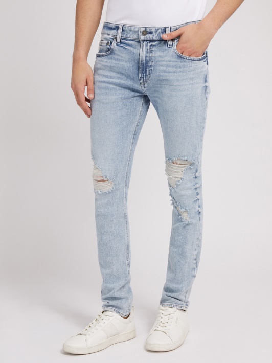 Skinny Fit Džinsinio Kelnaitės įbrėžimai šviesiai Mėlyni Spėjimas