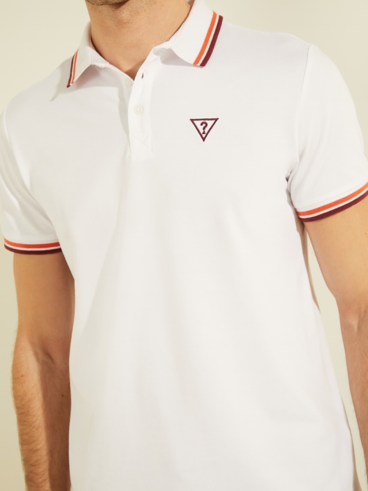 Logotipo Trikampiai Polo Marškinėliai Balti Spėjimas