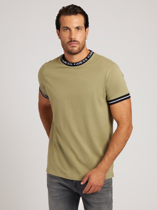 Marškinėliai Su Logotipo Juosta Green Guess