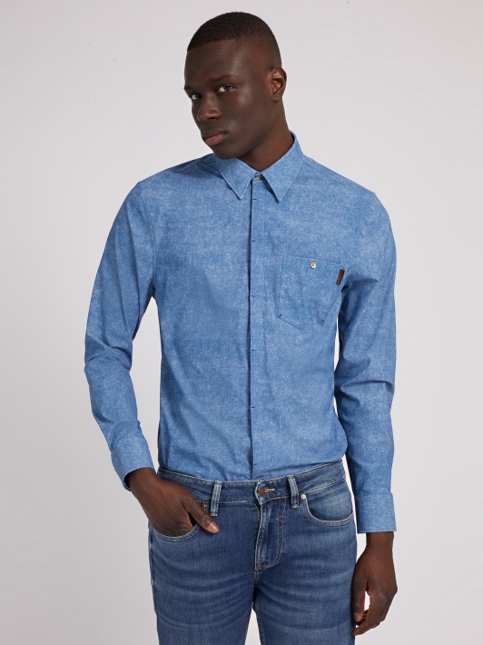 Mėlyni Slim Fit Marškinėliai Spėlioti
