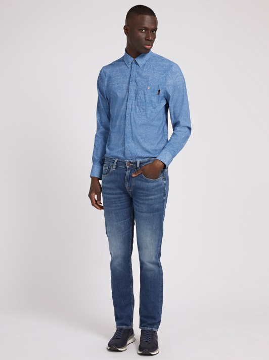Mėlyni Slim Fit Marškinėliai Spėlioti