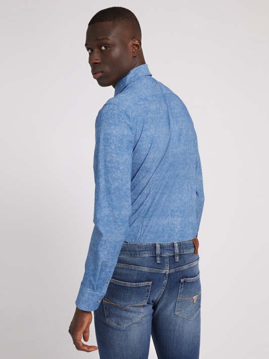 Mėlyni Slim Fit Marškinėliai Spėlioti