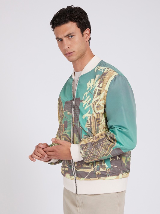 Apverčiamas Maxi Print Bomber Pilkas Spėjimas