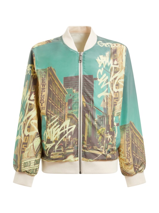 Apverčiamas Maxi Print Bomber Pilkas Spėjimas