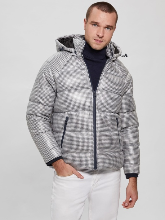 Atspėti Houndstooth Padengtas Puffer Blue Multi