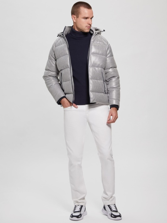 Atspėti Houndstooth Padengtas Puffer Blue Multi