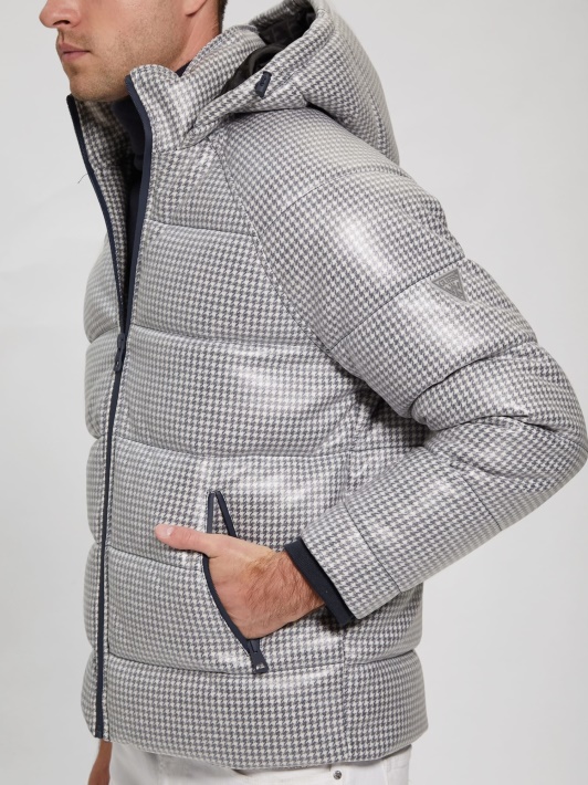 Atspėti Houndstooth Padengtas Puffer Blue Multi