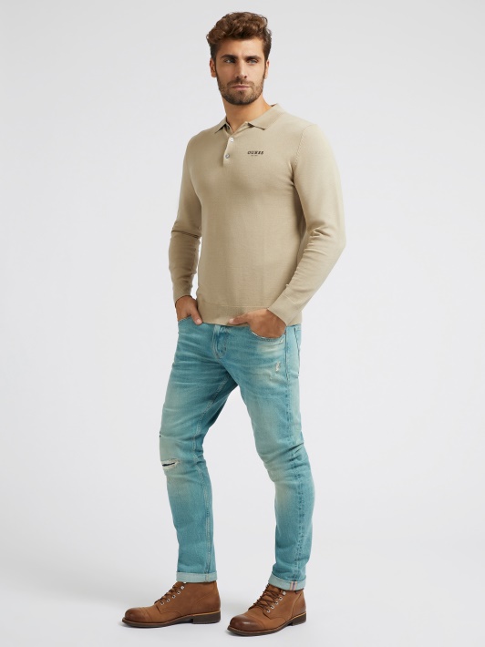 žalios Guess Slim Fit Džinsinės Kelnės