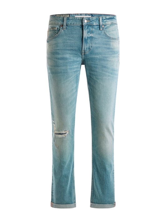 žalios Guess Slim Fit Džinsinės Kelnės