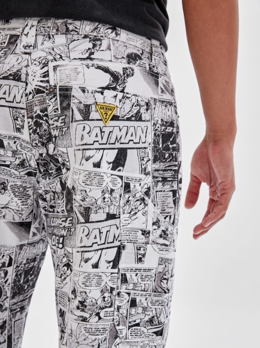 Atspėkite Betmeno Komiksų Raštą Džinsinio Kelnaitės Baltos Spalvos Multi