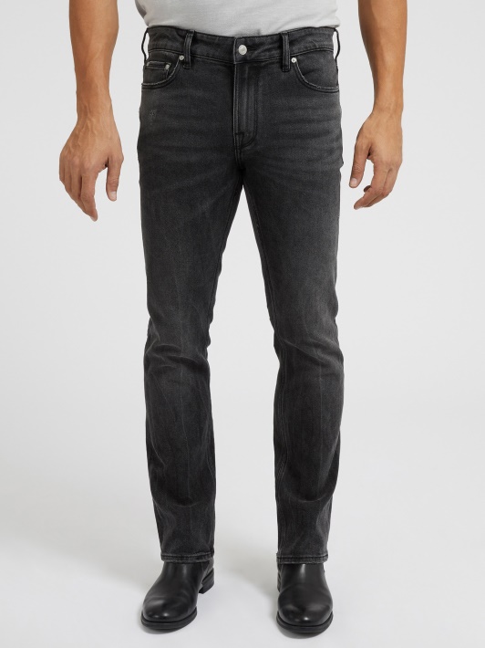 Juodos Guess Slim Fit Džinsinės Kelnaitės Nauja Tendencija