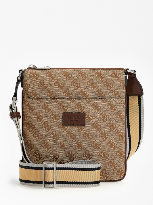 Guess Strave 4g Logotipas Crossbody Bag Smėlio Spalvos