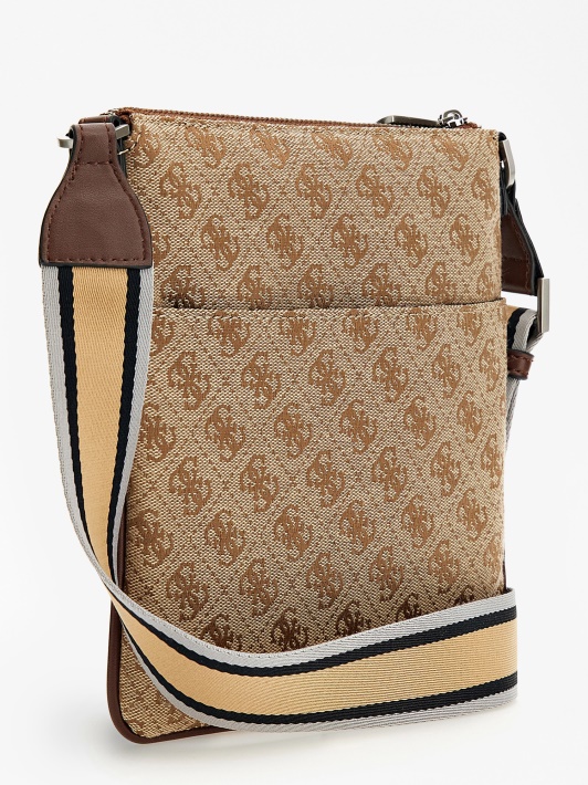 Guess Strave 4g Logotipas Crossbody Bag Smėlio Spalvos