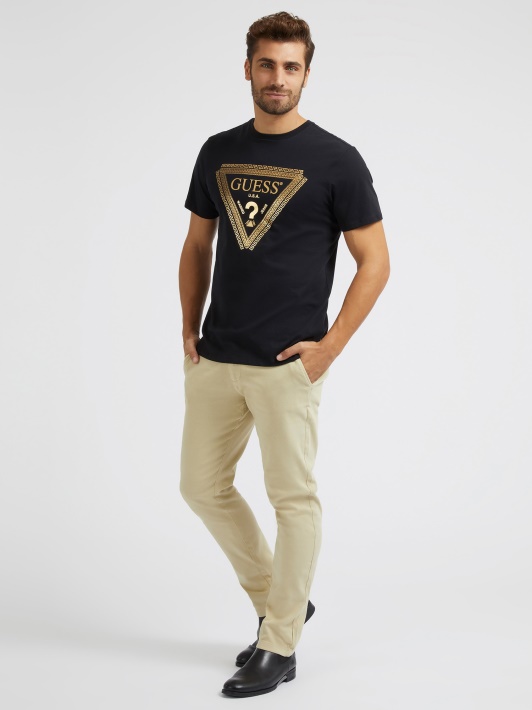 Slim Fit Chino Kelnaitės Rudos Spėlionės