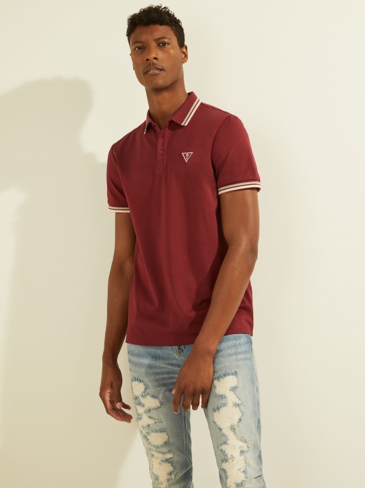 Atspėk Bordo Spalvos Trikampio Logotipo Polo Marškinėliai
