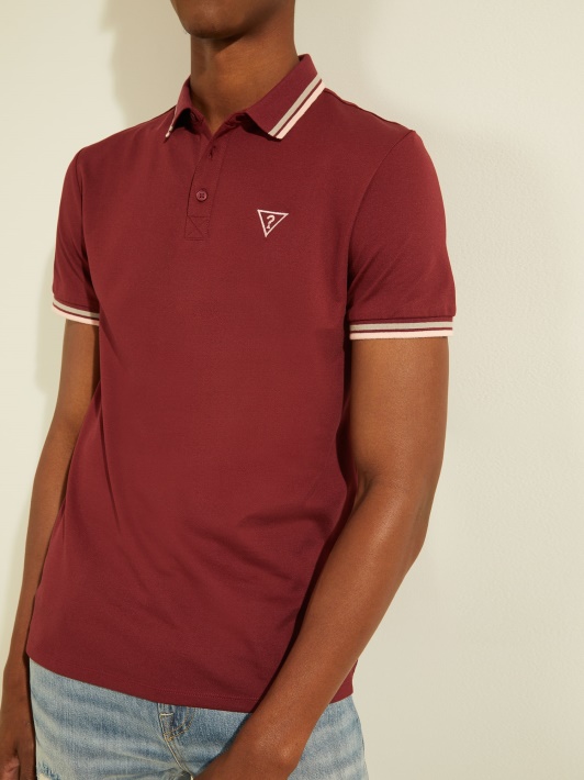 Atspėk Bordo Spalvos Trikampio Logotipo Polo Marškinėliai