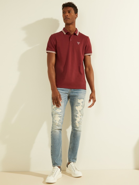 Atspėk Bordo Spalvos Trikampio Logotipo Polo Marškinėliai