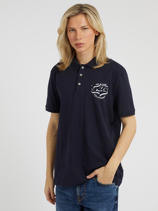 Mėlynu Išsiuvinėtu Logotipu Polo Marškinėliai Spėlioti