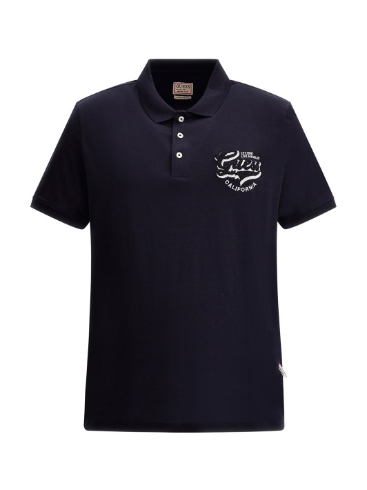 Mėlynu Išsiuvinėtu Logotipu Polo Marškinėliai Spėlioti