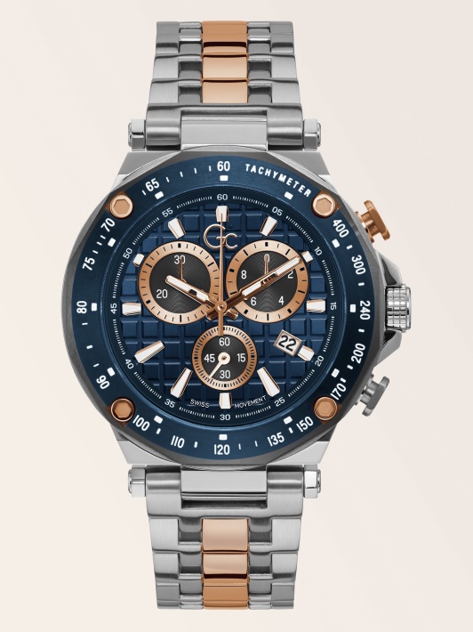 Sidabrinis Guess Gc Plieno Chronografinis Laikrodis