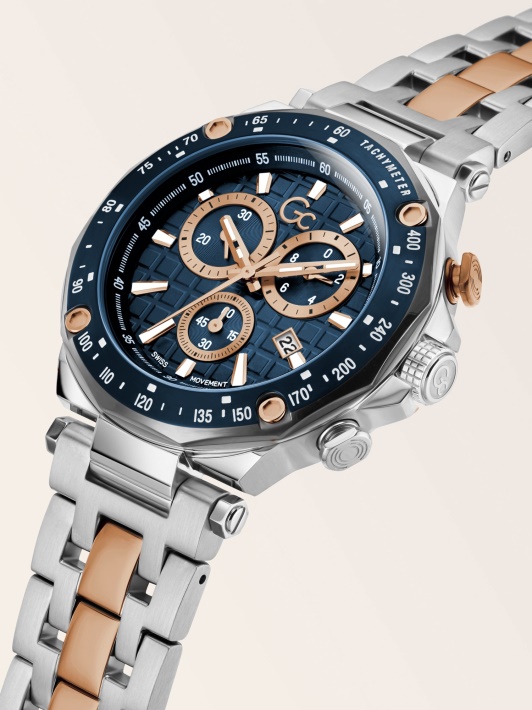 Sidabrinis Guess Gc Plieno Chronografinis Laikrodis