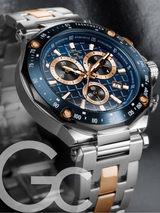 Sidabrinis Guess Gc Plieno Chronografinis Laikrodis