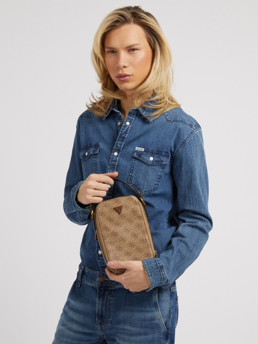 Vice Smart 4g Logotipas Crossbody Bag Guess Smėlio Spalvos