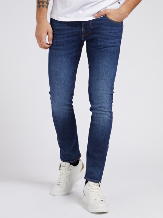 Skinny Fit Džinsinio Audinio Tendencija Kelnaitės Mėlyna Spėjimas