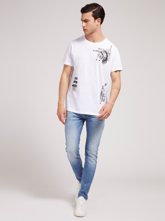 Priekyje Marginti Tendencijos Marškinėliai Guess Balti