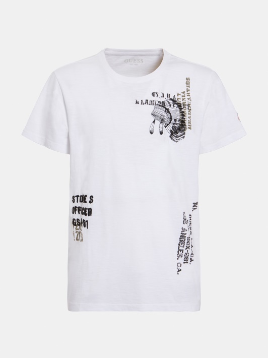 Priekyje Marginti Tendencijos Marškinėliai Guess Balti