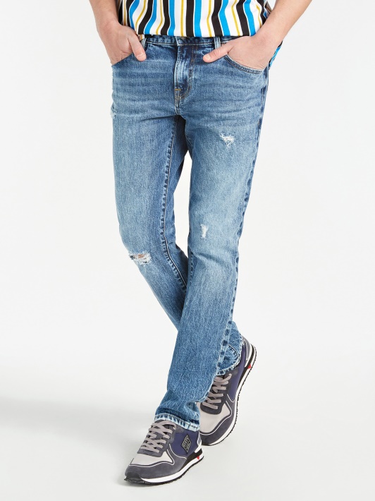 šviesiai Mėlynos Guess Slim Fit Džinsinės Kelnės