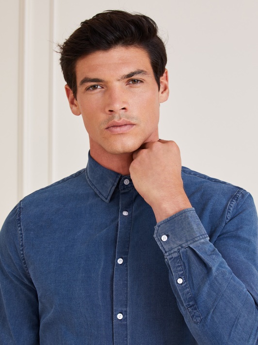 Mėlyni Guess Marciano Slim Fit Džinsiniai Marškinėliai