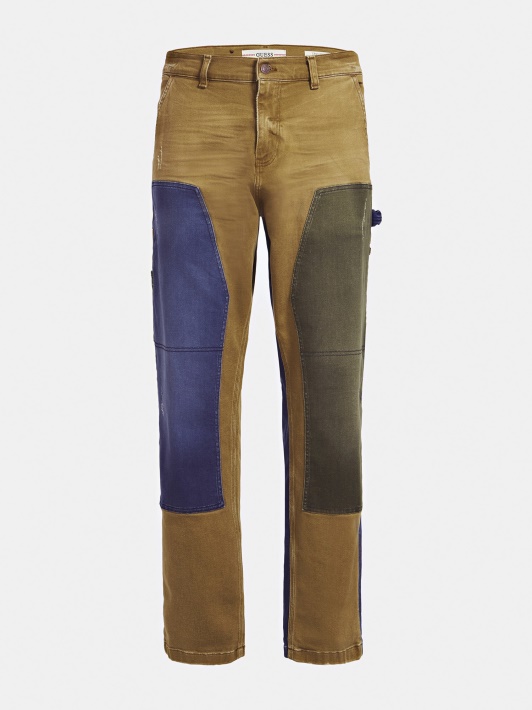 Atspėti Kontrastingo Audinio įprastos Formos Kelnaitės Multi Beige