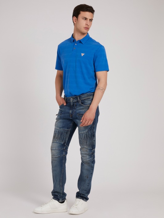 Mėlynos Guess Biker Slim Fit Džinsinės Kelnės