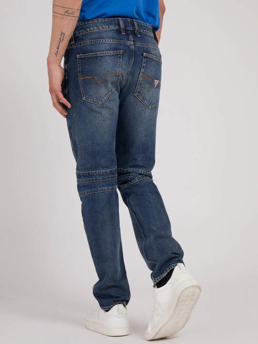 Mėlynos Guess Biker Slim Fit Džinsinės Kelnės