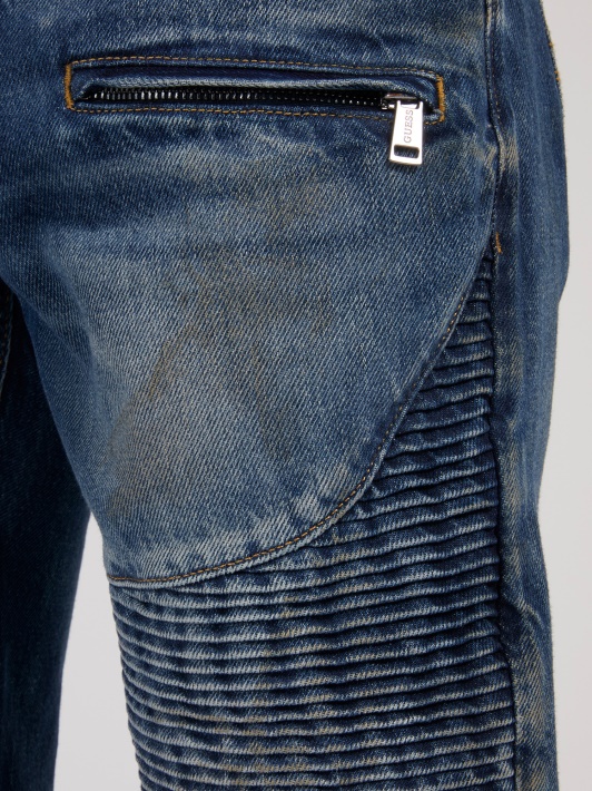 Mėlynos Guess Biker Slim Fit Džinsinės Kelnės