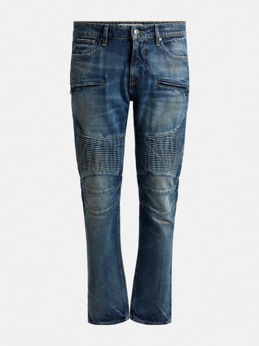 Mėlynos Guess Biker Slim Fit Džinsinės Kelnės