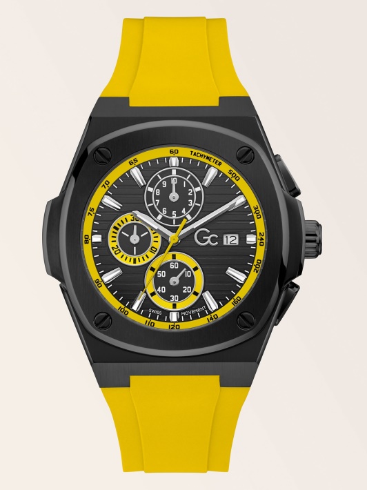 Juodas Guess Gc Silikoninis Chronografinis Laikrodis