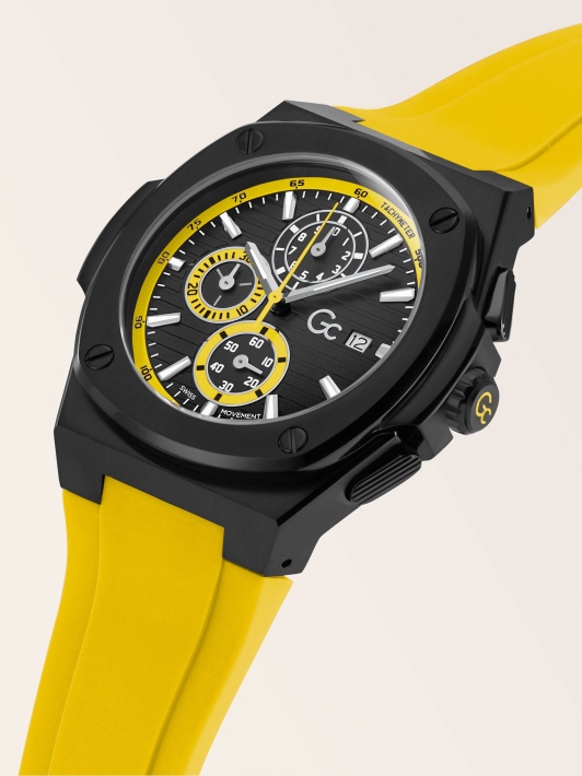 Juodas Guess Gc Silikoninis Chronografinis Laikrodis