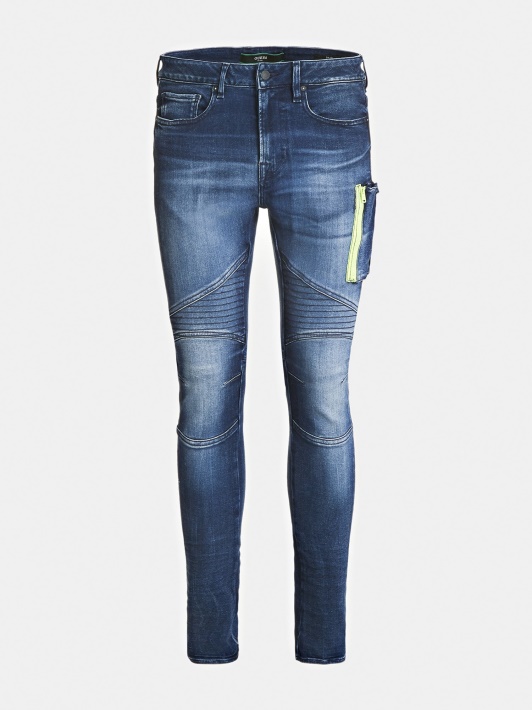 Mėlynas Užtrauktukas Skinny Fit Džinsinio Kelnaitės Spėjimas