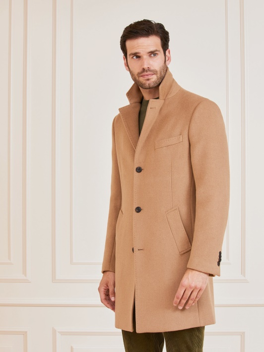 Smėlio Spalvos Guess Marciano Vilnos Mišinio Paltas