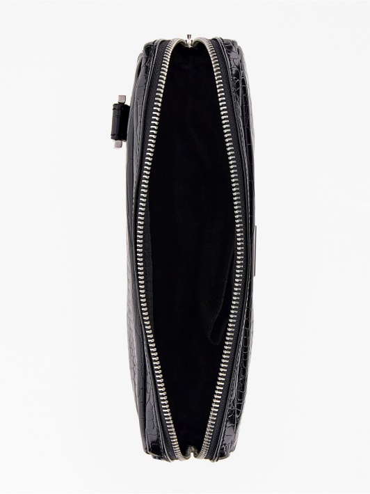 Juodas Atspėti Calabria Croc Print Crossbody Krepšys