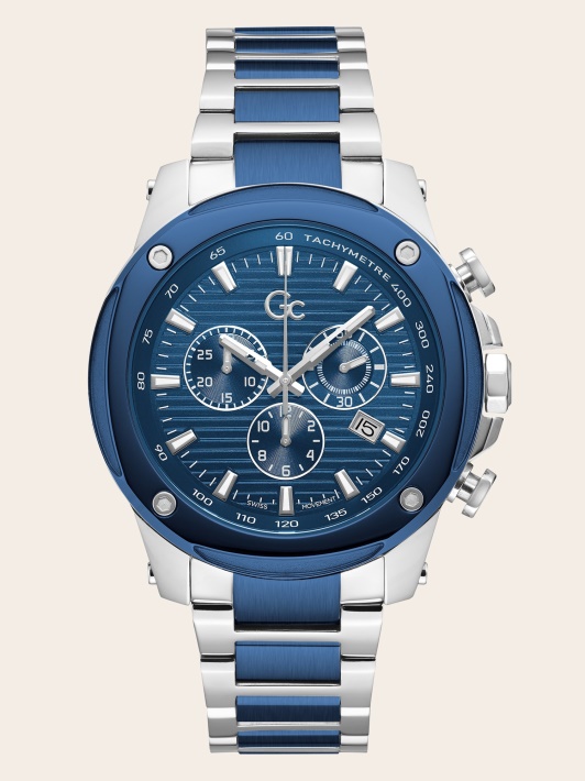 Sidabrinis Guess Gc Plieno Chronografas Laikrodis Nauja Tendencija