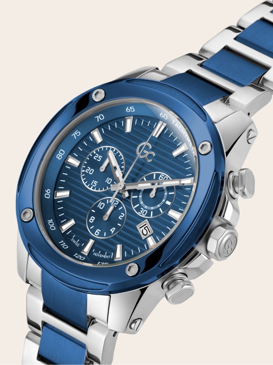 Sidabrinis Guess Gc Plieno Chronografas Laikrodis Nauja Tendencija
