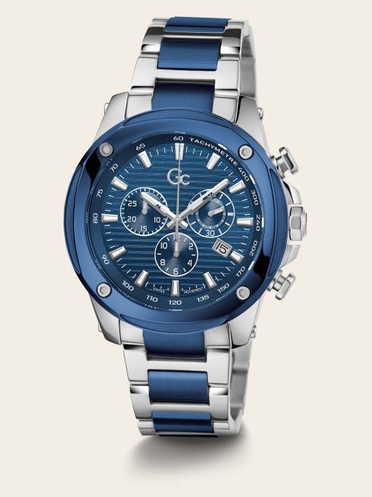 Sidabrinis Guess Gc Plieno Chronografas Laikrodis Nauja Tendencija