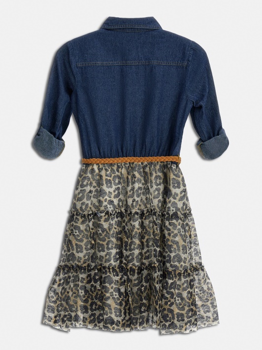 Mėlyna Guess Animalier Rašto Suknelė