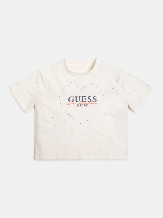 Balti Guess Front Marškinėliai Nauji